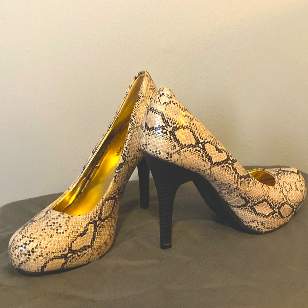Snakeskin Print Heels